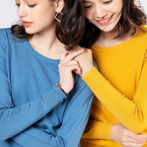 2021 Spring Autumn Women Sweater Basic Slim O-Neck Sweaters And Pullovers Knitted Jumper Ladies Tops 121414WYA