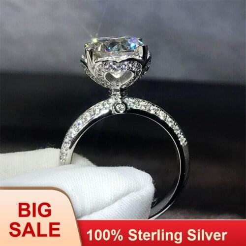 Lovers Heart Shape 100% Soild Silver color ring 0.8ct Sona AAAAA Zircon Cz Engagement wedding band rings for women