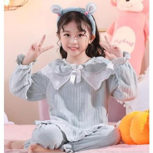 Winter Children Long Sleeve Warm Flannel Pajamas Suits Boy Girl Sleepwear Cartoon Baby Nightwear Gift Kids Lovely Pyjamas Set