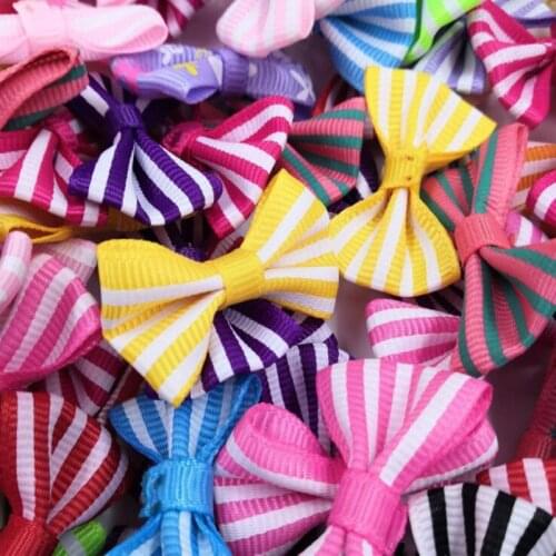 100Pcs Cute Bowtie Girls Print DIY Headband Womens Multi Use Bow With Wire Scarf Cross Hair Accessories