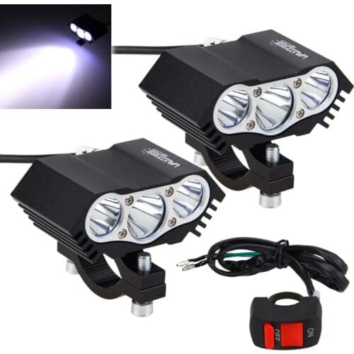 2PCS 30W 4000LM 3x XM-L T6 LED Headlight Motorcycle Spot Work Light Offroad Driving Fog Light Lamp with Switch