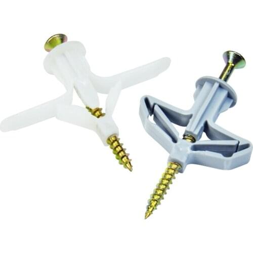 20pcs Plastic Toggle anchor With m4 screw Curtain Gypsum Board hollow wall pipe plug aircraft expansion anchor bolt Accessories