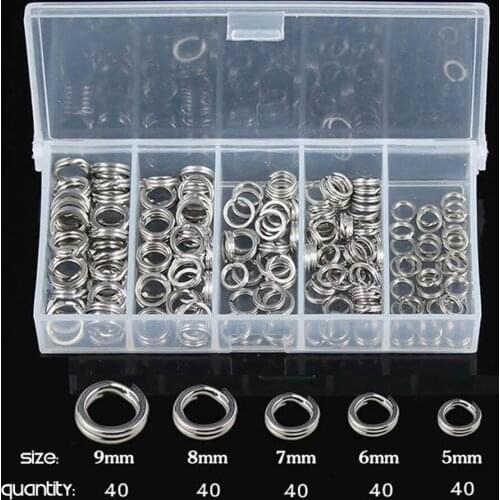 200Pcs/Box Fishing Split Rings 5/6/7/8/9mm Stainless Steel Connector For Fishing Lure Carp Pike Trout Fishing Tackles O Shape