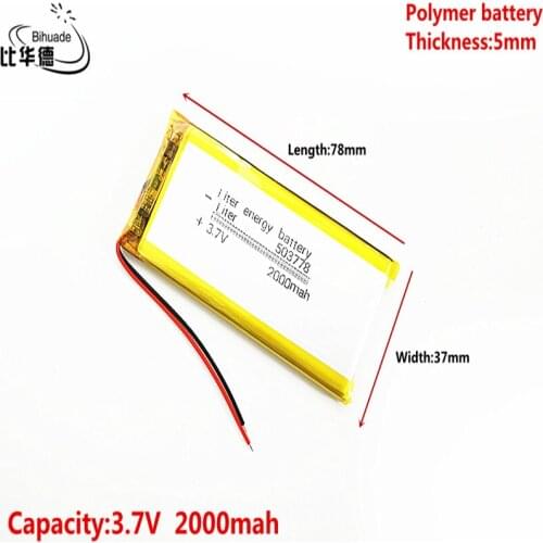 3.7V,2000mAH 503778 Polymer lithium ion / Li-ion battery for tablet pc BANK,GPS,mp3,mp4