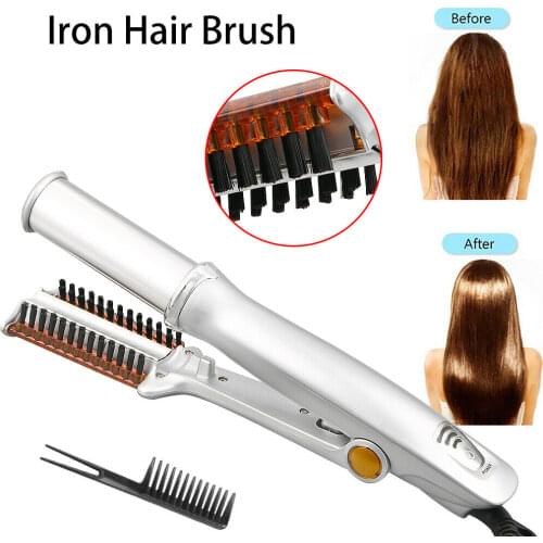 Professional Hair Straightening Iron Curling Iron Straightener Curler Styler 3 In 1 Multi Hair Styling Tool Flat Iron With Brush