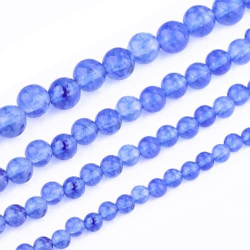 39cm Synthetic Blue Stone Beads 4 6 8 10mm Transparent Loose Beads DIY Jewelry Findings Bracelet Round Beads