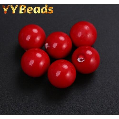 5pcs/pack Natural Half Drilled Red Seashell Pearls Charm Beads Round Loose Beads For Jewelry Making DIY Bracelet Earrings 6-12mm