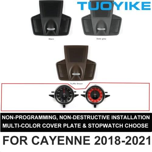 Car Stopwatch For Porsche Cayenne 2018-21 Interior Dashboard Central Clock Compass Time Electronic Meter Clock Accessional Kit