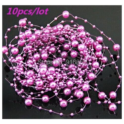 Free Shipping 10pcs/lot Dark purple Pearl Beads Chain Flowers Wedding Party Holding Flower Decoration DIY