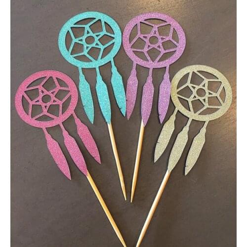 Glitter Dream Catcher Cupcake Appetizer toppers bridal shower Wedding engagement Bachelor party food picks