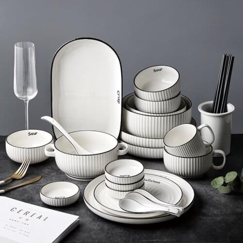 Household simple bowls, saucers, chopsticks, ceramic tableware, edible bowls and soup bowls eco friendly dinnerware set