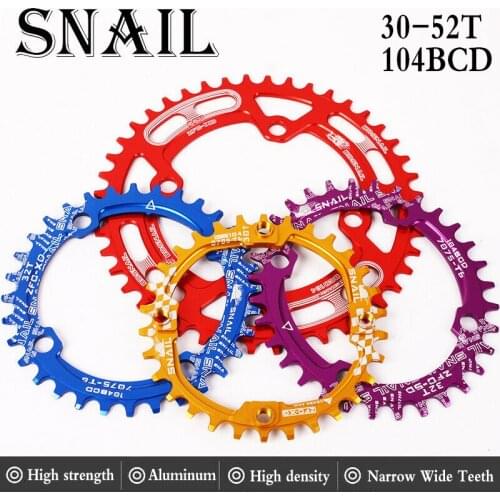 SNAIL MTB Crankset 104BCD Narrow Wide Chainring Round 30t 32t 34t 36t 38t 40t 42t 44t 46t 48t 50t 52t Chain Wheel Bicycle Parts
