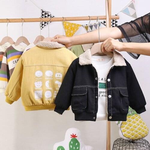 Baby Winter Warm Jacket 2019 Winter New Korean Boy Casual Jacket Baby Wild Plus Velvet Top Kids Boys Lapel Thick Casual Coats