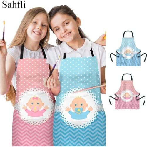 Cute Sleeveless Apron Dress for Kids Baby Boy Girl Printing Polyester Kitchen Cooking Gardening Painting Bib Aprons with Pocket