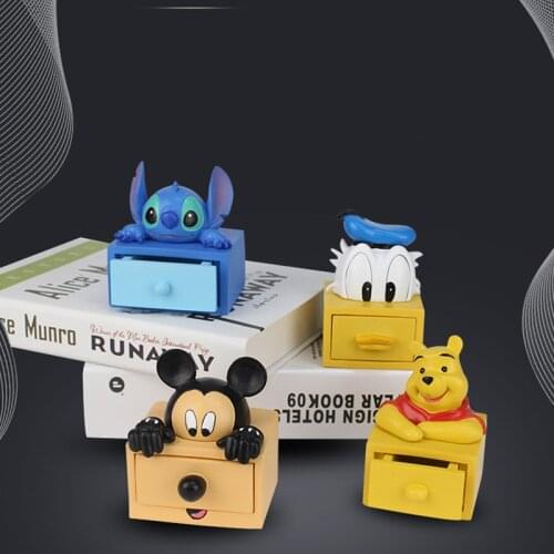 Disney Mickey Stitch Donald Duck animal figure handmade Jewelry Storage Box Cartoon Model Toy for girl boy gift