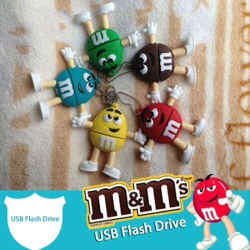 HOT SALE Pen Drive Chocolate M&M USB Flash Drive 4GB 8gb 16gb 32gb 64g USB Stick Memory Pendrive U Disk Creative Lovely Fun Gift