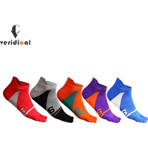 Cotton Five Finger No Show Socks Mens Sports Breathable Comfortable Shaping Anti Friction Ankle Socks With Toes Bright Color