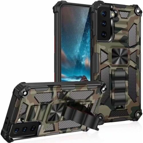 Camouflage Shockproof Holder Case For Samsung Galaxy S30 Note 20 S21 Ultra S20FE M51 A51 A52 A72 Stand Armor Phone Cover Case