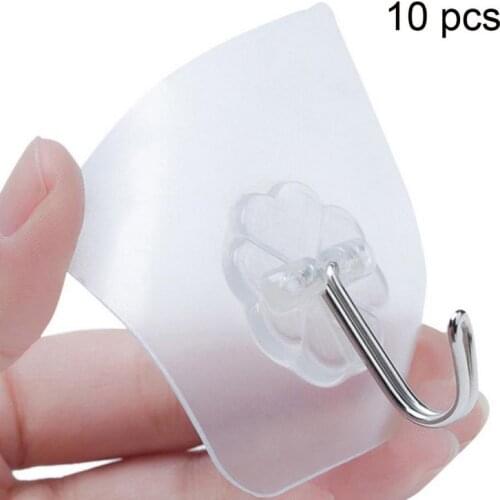 10 Pcs Strong Home Kitchen Hooks Transparent Suction Cup Sucker Wall Hooks Hanger For Kitchen Bathroom