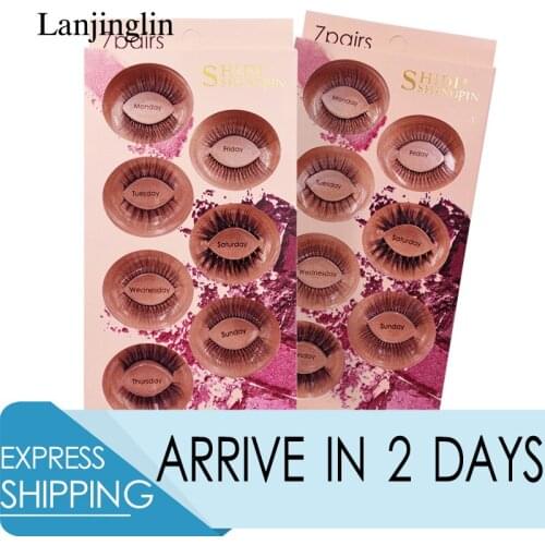 LANJINGLIN 7 pairs False Eyelashes Mix Mink Eyelashes Lashes Makeup Natural Long Mink Lashes Fake Eyelash cilios maquiagem