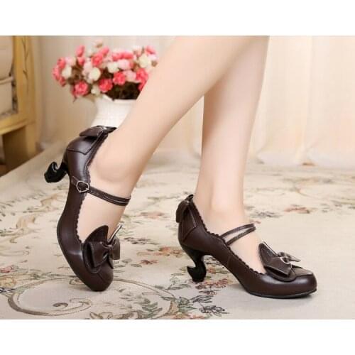 Japanese sweet lolita shoes kawaii girl tea party princess kawaii shoes high heel 6cm lace bowknot women shoes loli cosplay cos