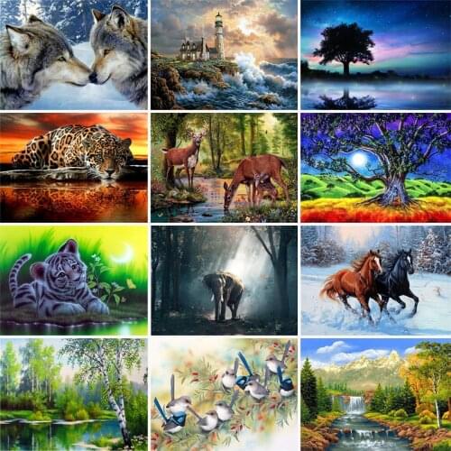 5D DIY Diamond Painting Scenery Series Full Square Diamond Embroidery Animal Cross Stitch Rhinestones Pictures Mosaic Decoratio