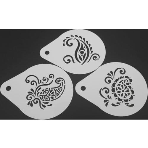 2.8 inch Flower Coffee Stencil Set Milk Cappuccino Latte Art Tools Plastic Cookie Mold Cafe Decoration
