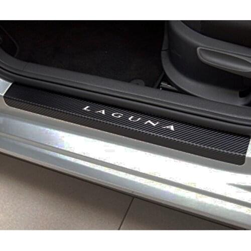 4Pcs Car Door Sill Protector Sticker Carbon Fiber Vinyl Sticker for Renault Laguna Car Accessorie