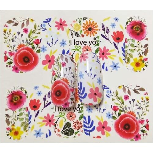 Nail Stickers on Nails Blooming Flower Stickers for Nails Nail Art Water Transfer Stickers Decals A10