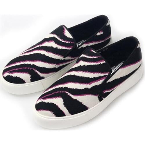 New fashion striped men shoes genuine leather round toe slip on loafers casual shoes for men