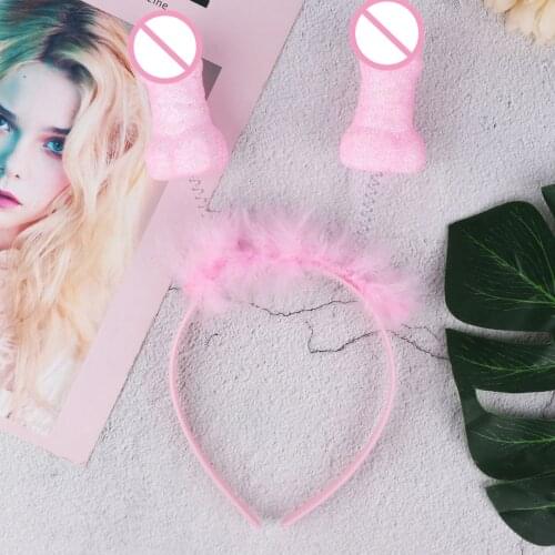 Novelty Funny Party Penis Shape Head Band Glow Luminous Headband Headwear Boppers Headbands for Women Girls Night Gift