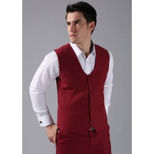 New Arrival Groom Vests Red Groomsmens/Best Man Vest Custom Made Size and Color Four Buttons Wedding/Prom/Dinner Waistcoat