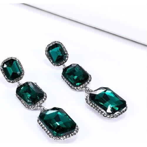 2020 New Creative Retro Exaggerated Deep Green Long Drop Earrings for Women Jewelry