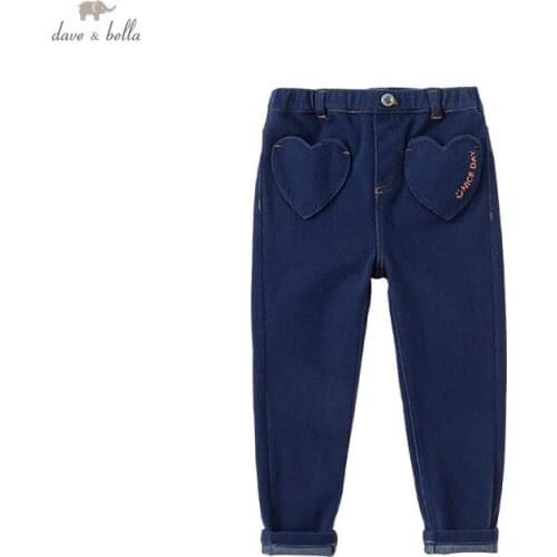 DKY19255 dave bella autumn 5Y-13Y kids girls fashion solid pockets pants children boutique casual full-length pants