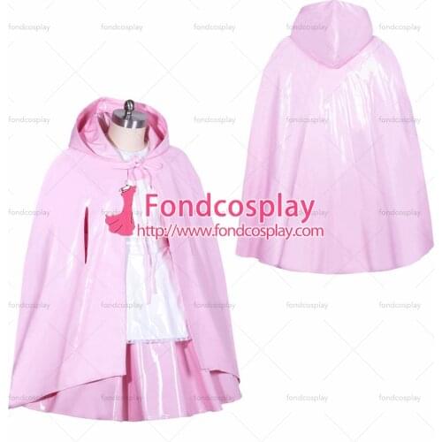 Sissy miad dress Alice lockable pink heavy PVC Cape/cloak cosplay Tailor-made[G3913]