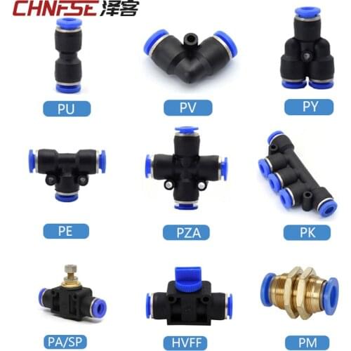 Pneumatic Fitting Pipe Connector Tube Air Quick Fittings Water Push In Hose Couping 4mm 6mm 8 10 12 14 16mm PU PY PK PM PZA HVFF