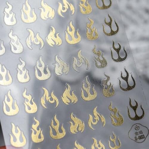 New 3D Bohemia Self-adhesive Blue Gold Color Holographic Flame Image Nails Stickers For Nails Sticker Decorations Manicure Z0464