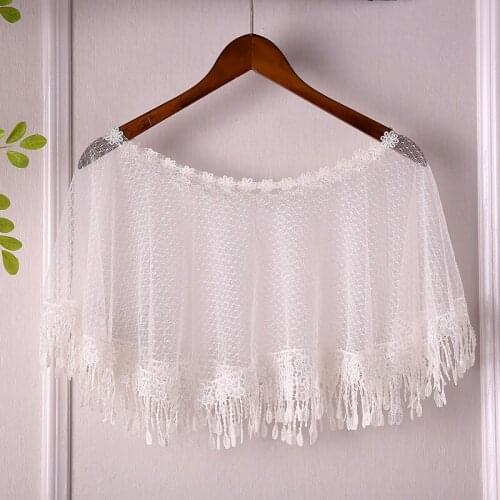 Bridal Lace Bolero Femme Mariage White Cloak Wraps Short Wedding Party Evening Dress Cape Womens Bolero Shawl Lace Shrug Shawls