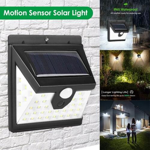 Upgraded Solar Powered Wall Light Mpow 40 LED PIR Motion Sensor Solar Lamp 3 Light Modes IP65 Waterproof Outdoor Garden Light