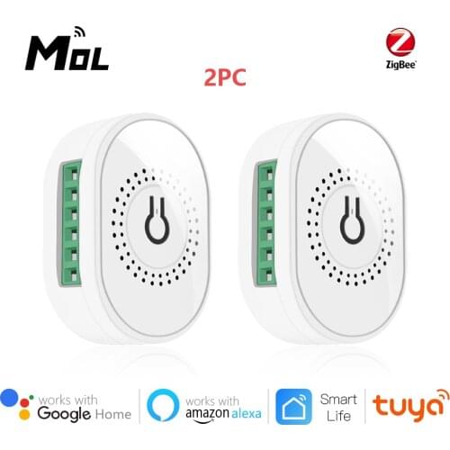 Tuya ZigBee 3.0 2pcs 16A Mini Smart Wifi DIY Switch Supports 2 Way Control, Smart Home Automation Module,Works with Alexa Google