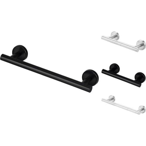 Towel Bar, Matte Black Single Towel Racks for Bathroom Kitchen Hand Towel Holder Dish Cloths Hanger Black