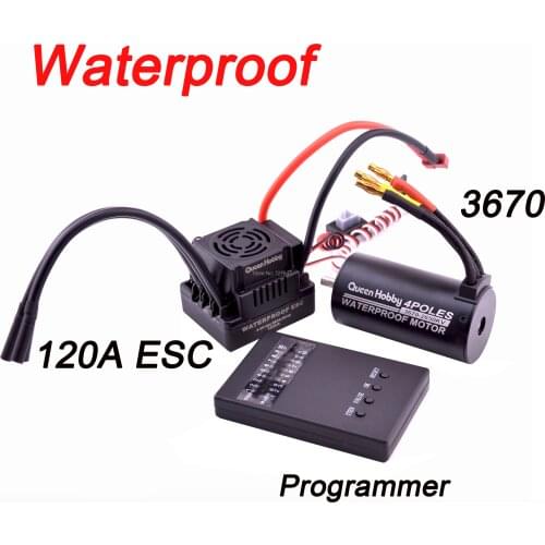 Waterproof 3650 3900KV / 3660 3300KV / 3670 2150KV Brushless Motor 60A 80A 120A Brushless ESC Combo Set for 1/8 1/10 RC Car