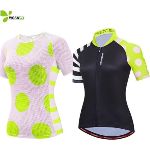 WOSAWE Summer Women Cycling Jersey Breathable Road Bike Top Sweatshirts MTB Bicycle Anti-Sweat Cycling Short Sleeve Shirts