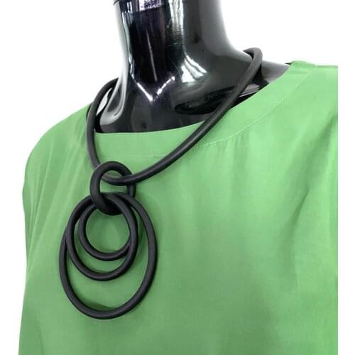 YD&YDBZ 2020 New Circle Pendant Necklace Women Handmade Necklace Jewelry Rubber Meterial Elasticity Rope Black Chains Necklaces