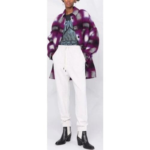 Women Pants 2021 Autumn Leisure Drawstring 100% Cotton Sweatpants Elastic Waist White Loose Men and Women Couples Sweatpants