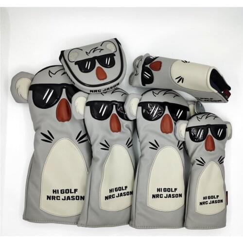 Animal Golf Koala HeadCover PU Leather Golf Driver Fairway Woods Hybrid Putter Covers 135ut Complete Set Mascot Novelty Gift