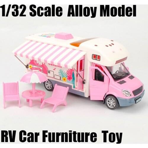 1:32 RV Car Furniture Mounted More Doors Open Sound Light Back Alloy Force of Car Model Children Diy Play House Toys