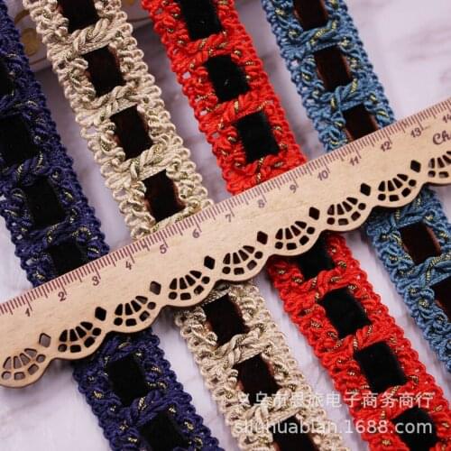 1 yards 2.5cm wide Velvet Weave Lace Fabric Ribbons DIY Craft Clothes Bag Sewing Trim Material Decoration