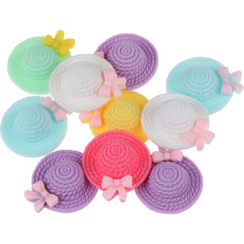10Pcs Resin Hats Embellishments Flatback Cabochon Scrapbook Wedding Decoration DIY Craft Accessories