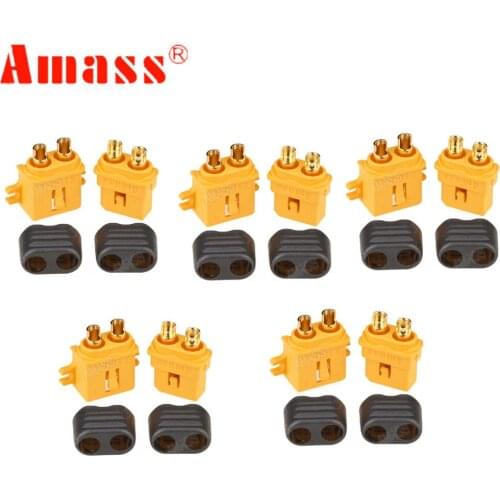 100Pairs Amass XT60L Plug Male and Female 3.5mm golden Plated Bullet Connectors with Lock Protective Sleeve for RC Lipo Battery